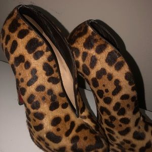 Christian Louboutin Leopard Pony Hair Bootie Sz 37